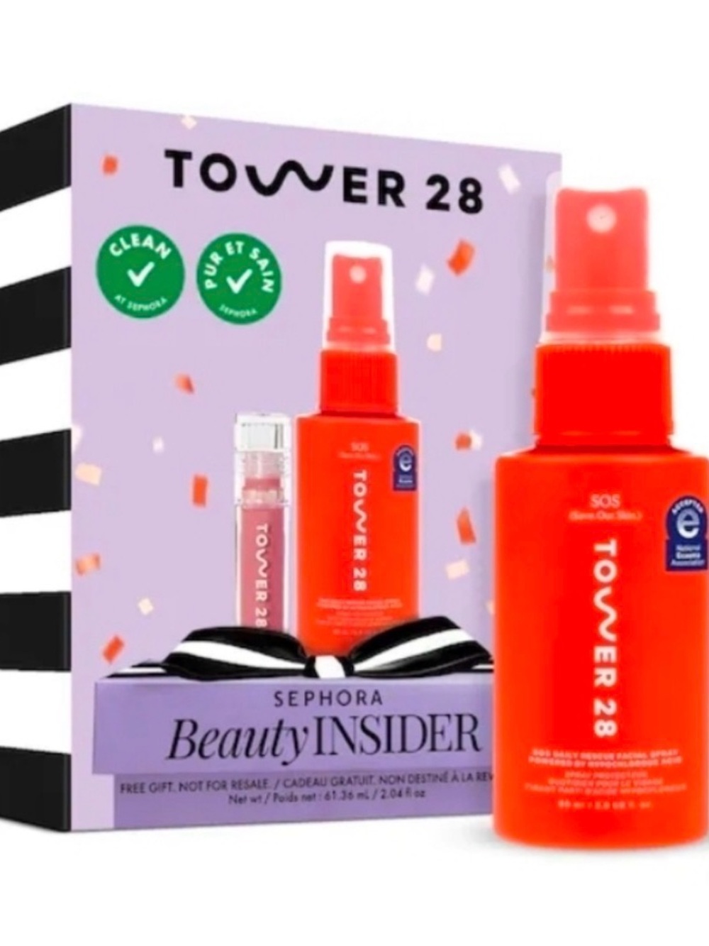 Tower 28 SOS Face Spray + Lip Gloss - Sephora Gift